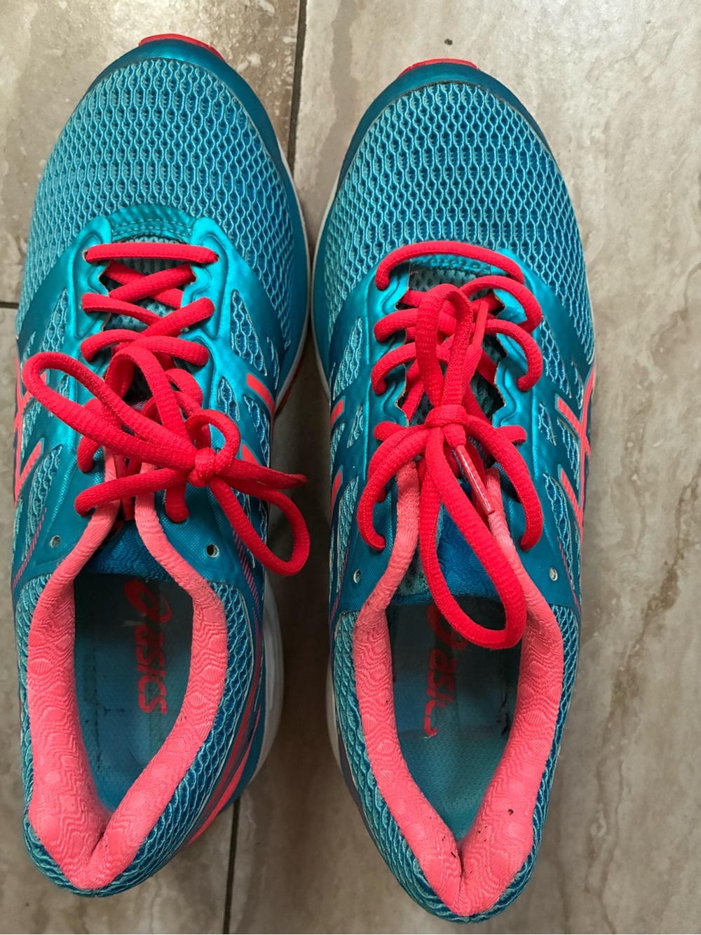 Asics Women's Teal and Coral Athletic Running Shoes - Picture 4 of 4